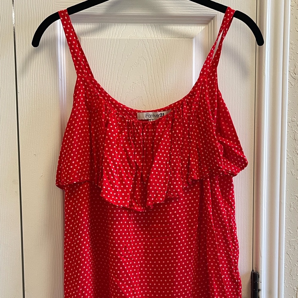 Forever21 polka dotted red and white top